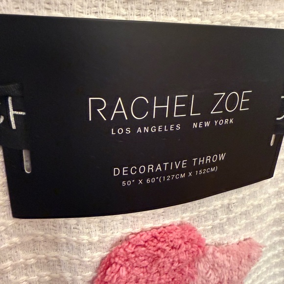 Rachel Zoe White Blanket with Pink and Purple Accents-NWT! Very cozy! - Picture 8 of 11